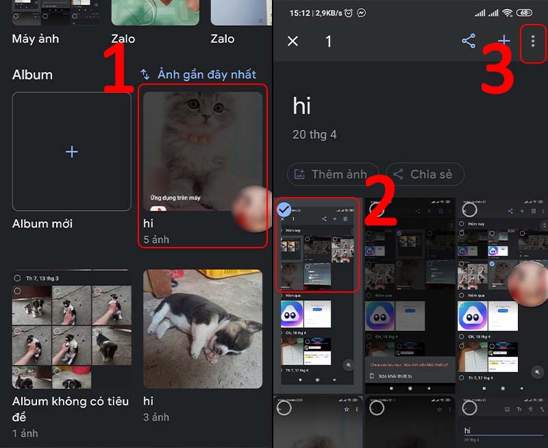Chọn ảnh cần xóa